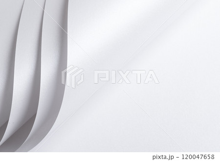 Glossy designer paper background with a pearl white gradient, featuring a chic, wavy pattern with 120047658