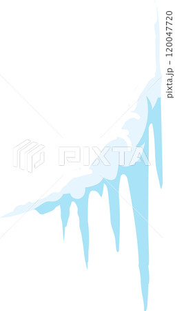 Icicles melting on a roof against a white background, creating a serene winter scene 120047720