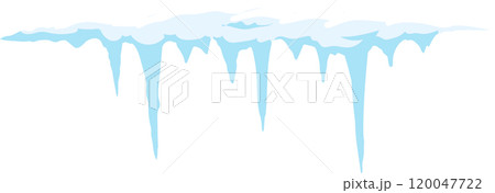 Snow covered roof with dripping icicles creates a picturesque winter scene, perfect for holiday decorations and festive designs Snow covered roof with dripping icicles creates a picturesque winter scene, perfect for holiday decorations and festive designs 120047722