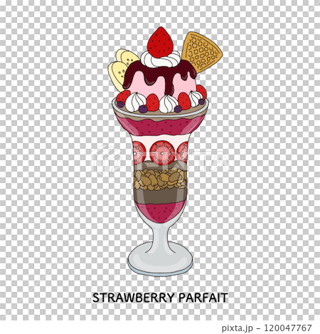 可愛的草莓凍糕手繪插畫 120047767