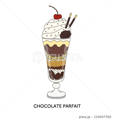 かわいいチョコレートパフェ 手描きのイラスト かわいいチョコレートパフェ 手描きのイラスト 120047768