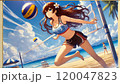 ビーチバレーをする美少女 120047823