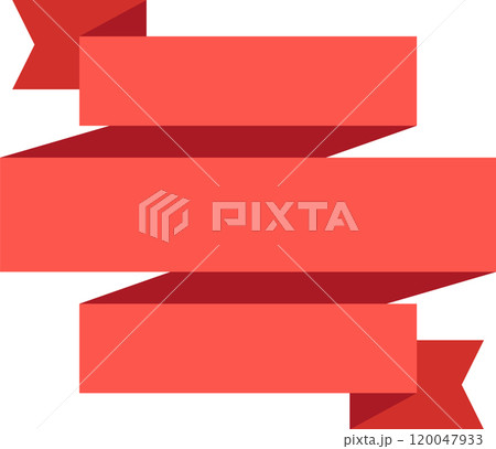 Red ribbon banner waving creating a sense of dynamism and celebration, ideal for highlighting important information or adding a festive touch to designs 120047933