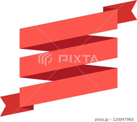 Red waving ribbon with three sections creating a sense of movement and dynamism, ideal for highlighting important information or adding a decorative touch Red waving ribbon with three sections creating a sense of movement and dynamism, ideal for highlighting important information or adding a decorative touch 120047968