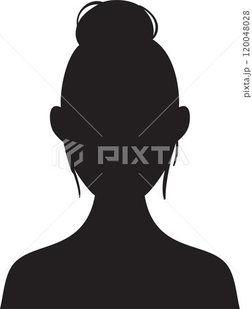 Black silhouette of bust of young woman with modern hairstyle, isolated on white background, ideal for avatars and profile pictures Black silhouette of bust of young woman with modern hairstyle, isolated on white background, ideal for avatars and profile pictures 120048028