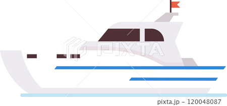 Luxurious white yacht sails gracefully on calm blue waters, evoking opulence and relaxation for those seeking a leisurely escape Luxurious white yacht sails gracefully on calm blue waters, evoking opulence and relaxation for those seeking a leisurely escape 120048087
