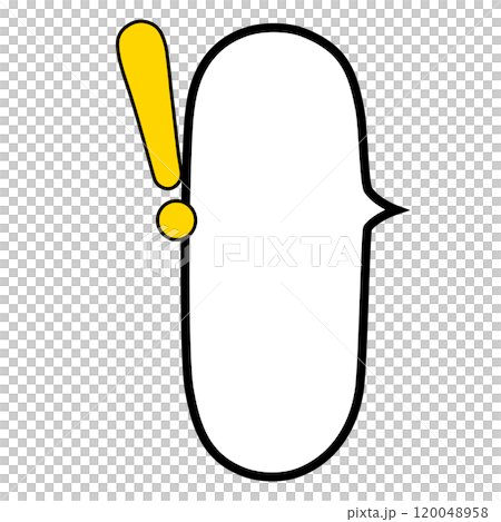 右側帶有實心黃色感嘆號的垂直圓形語音氣泡的插圖 右側帶有實心黃色感嘆號的垂直圓形語音氣泡的插圖 120048958