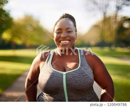 Runner Woman in Park 120049786
