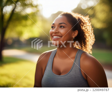 Runner Woman in Park 120049787