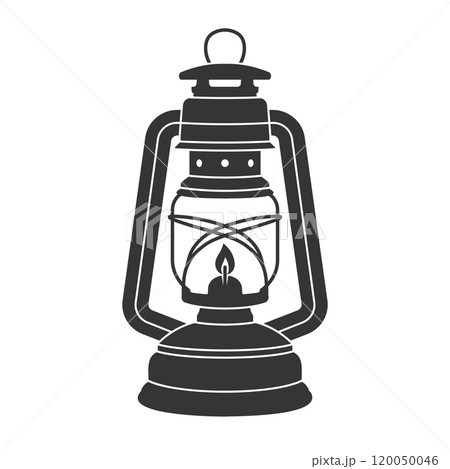 Vintage camping lantern silhouette icon symbol shape. Retro gas lamp logo sign. Storm lantern. Vector illustration. Isolated on white background. Vintage camping lantern silhouette icon symbol shape. Retro gas lamp logo sign. Storm lantern. Vector illustration. Isolated on white background. 120050046