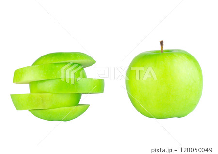 apple green slice isolated on white background apple green slice isolated on white background 120050049