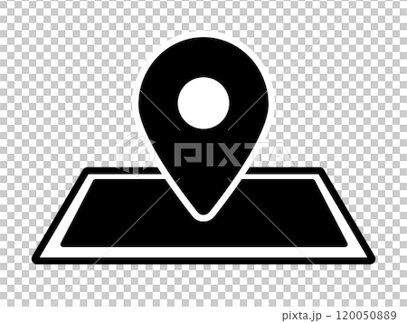 Map and map pin icon (silhouette) 120050889