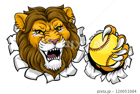 Lion Softball Animal Sports Team Mascot Lion Softball Animal Sports Team Mascot 120051084