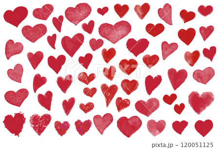 手描きの赤いハートのセット 120051125