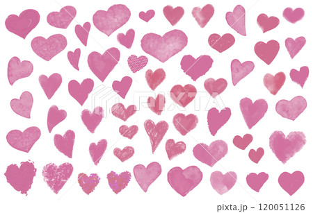 手描きのピンクのハートのセット 手描きのピンクのハートのセット 120051126