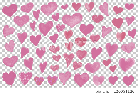 手描きのピンクのハートのセット 手描きのピンクのハートのセット 120051126