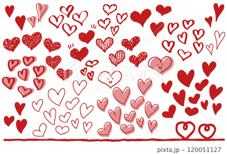 手描きの赤いハートのセット 120051127