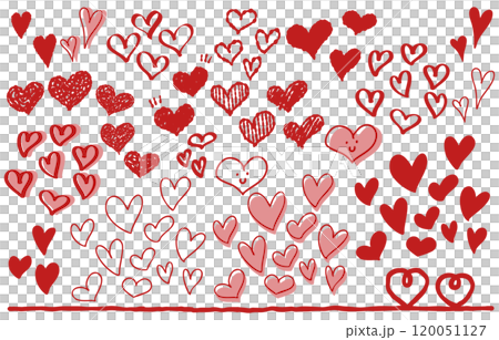 手描きの赤いハートのセット 120051127