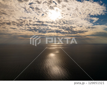 Majestic sunset clouds sky landscape,Amazing colorful light of nature cloudscape sunset or sunrise sky background 120051321