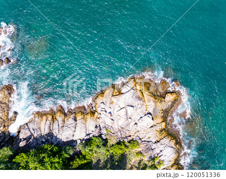 Beautiful sea in summer season seascape background ,Nature sea beach waves background 120051336