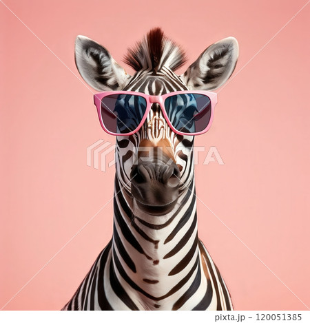 the AI Image Generator, Zebra with Sunglasses on Vibrant Background 120051385