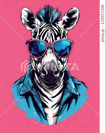 the AI Image Generator, Zebra Wearing Black Sunglasses 120051386