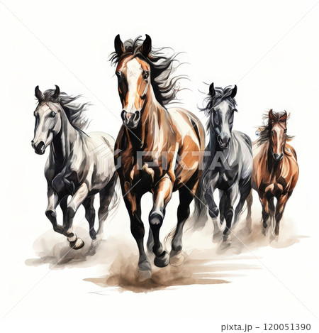 the AI Image Generator, Horses with foals 120051390