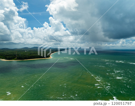 Beautiful sea surface in summer season seascape background ,Nature sea beach background,High angle view waves seascape nature view 120051797
