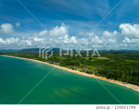 Beautiful sea surface in summer season seascape background ,Nature sea beach background,High angle view waves seascape nature view 120051799