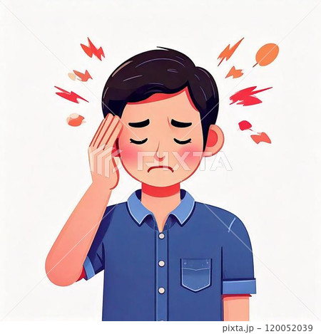 頭痛がつらい男性のイラスト 120052039