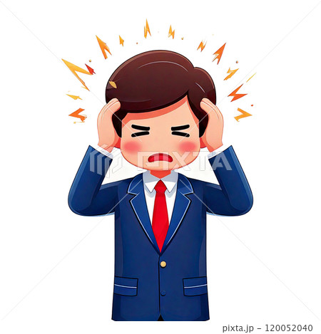 頭痛がつらい男性のイラスト 頭痛がつらい男性のイラスト 120052040