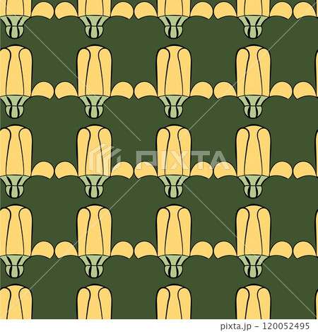 Seamless pattern with repetitive flower ornament 120052495