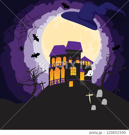 Terrible spooky Halloween house background 120052500