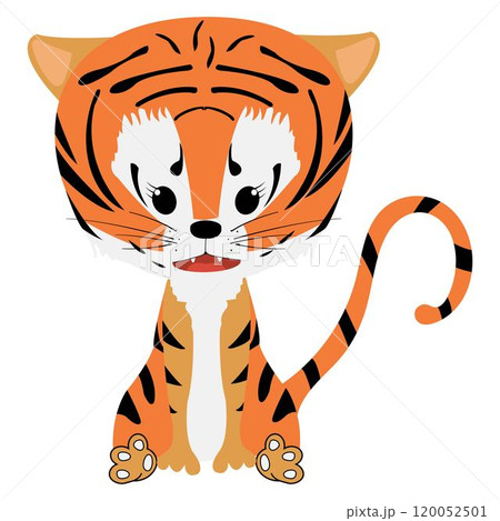 Vector illustration of a cute baby tiger smiling isolated Vector illustration of a cute baby tiger smiling isolated 120052501