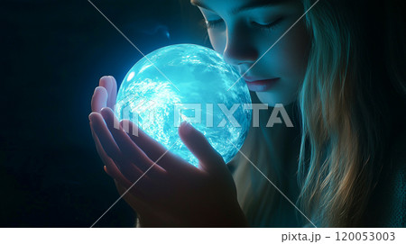 未来の地球を持つ手のひら 120053003