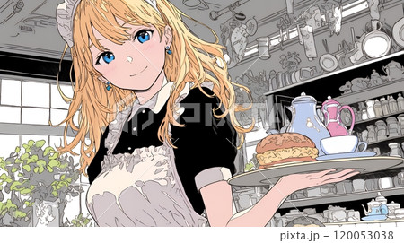カジュアルレストランで働いている若いウェイトレス