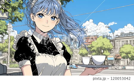 カジュアルレストランで働いている若いウェイトレス
