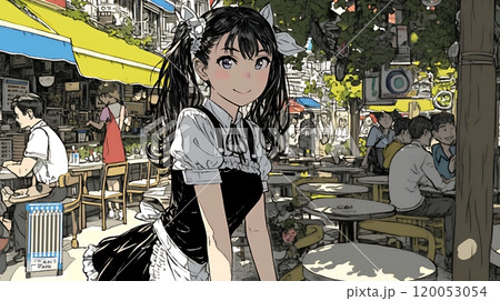 カジュアルレストランで働いている若いウェイトレス