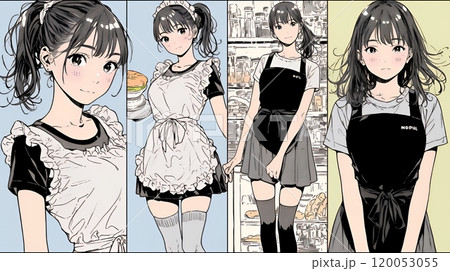 カジュアルレストランで働いている若いウェイトレス