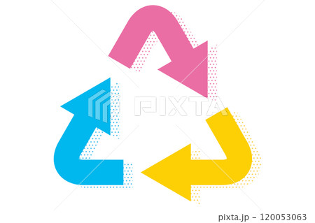 カラフルポップなリサイクルマークのイラスト カラフルポップなリサイクルマークのイラスト 120053063