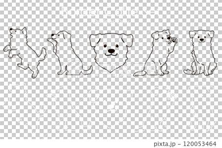 簡單可愛的邊境牧羊犬線描套裝 120053464