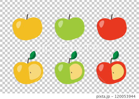 Set of cute apples: red, blue, yellow 120053944