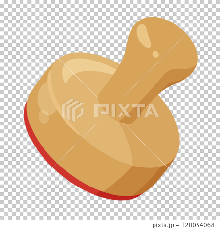 Illustration of a wooden stamp with a handle 120054068