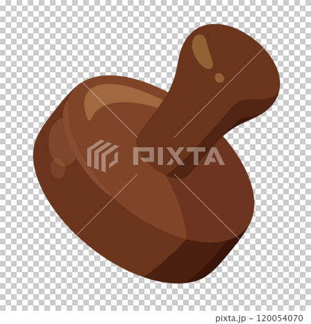 Illustration of a wooden stamp with a handle 120054070
