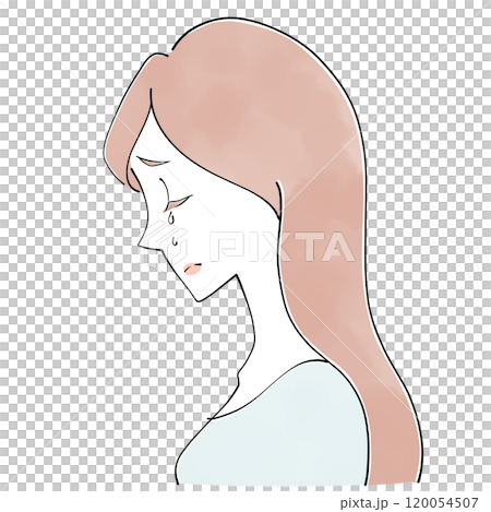 哭泣的女人的側面圖 120054507