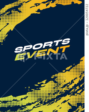 Abstract Sport Cover or Poster Design with Orange and Blue Brush Illustration and Halftone Effect. Sport Template Design 120054722
