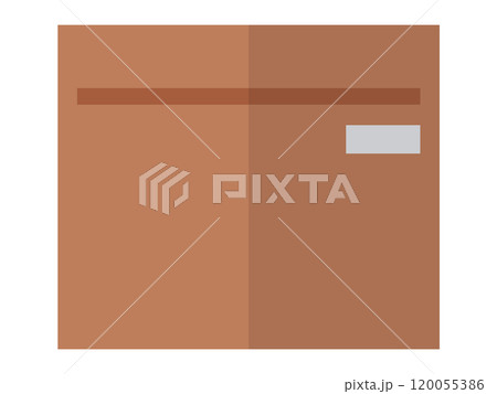 A brown cardboard box characterized by a sealing tape strip and a small shipping label. Ideal for packaging, shipping, logistics, delivery services, and e-commerce business. Simple and clean style A brown cardboard box characterized by a sealing tape strip and a small shipping label. Ideal for packaging, shipping, logistics, delivery services, and e-commerce business. Simple and clean style 120055386