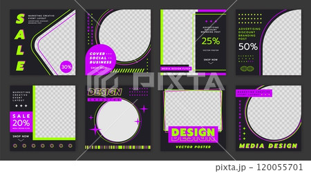 Post social media sale. Design discount poster, webinar and event for business conference. Digital flyer about corporate marketing. Layout seminar agency. Vector banner design with transparent layer 120055701