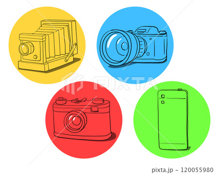 Camera evolution illustration 120055980