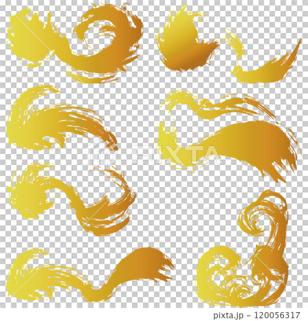 日式素材插圖集用畫筆向量繪製的金色線條 日式素材插圖集用畫筆向量繪製的金色線條 120056317